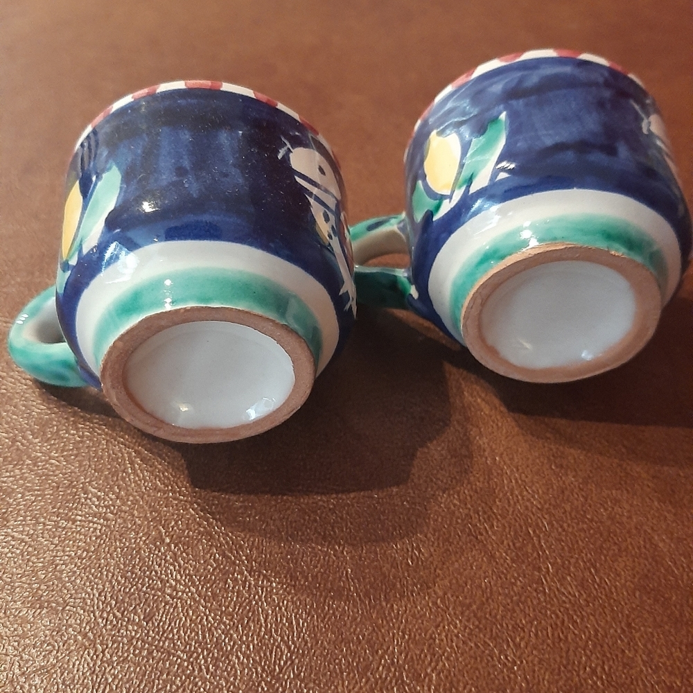 Espresso Cup Set of 2 Handmade Vietri Style Ceramic Italian Coffee Cups Coffee - Picture 7 of 7